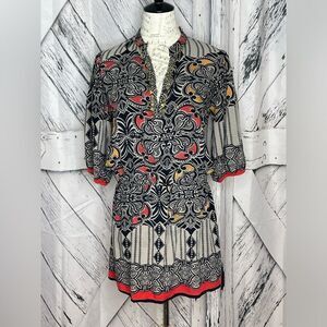 Angie Boho Mini Dress Gold Spangles Paisley L